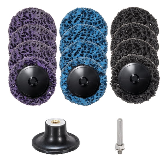 Uxcell 12 Pcs Diamond Die Grinder Sanding Disc 2", Multi Grit Roll Lock Quick Change Stripping Disc with Round 1/4" Holder for Rust Paint Stripper Oxidation Removal, Blue/Black/Purple