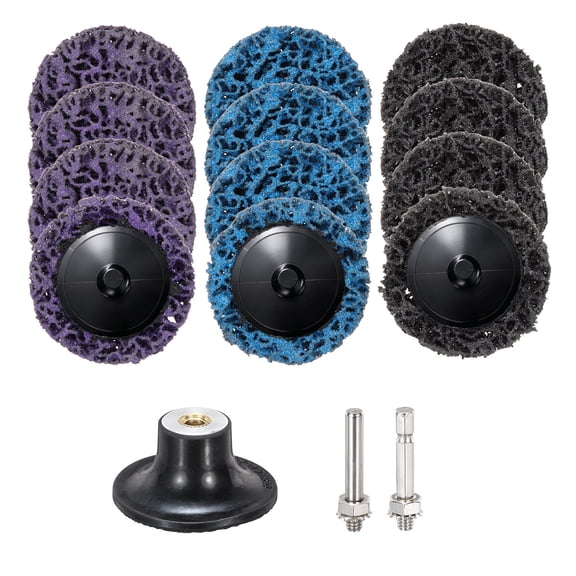 Uxcell 12 Pcs Diamond Die Grinder Sanding Disc 2", Multi Grit Roll Lock Quick Change Stripping Disc with Round 1/4" Holder for Rust Paint Stripper Oxidation Removal, Blue/Black/Purple
