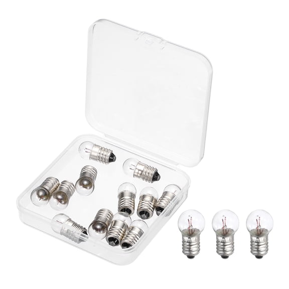 Uxcell 12 Pcs E10 Miniature Screw Base Light Bulbs, 2.5V 0.3A Mini Light Bulbs Flashlight Replacement Lamp 0.75W with Box for Home DIY Circuit Electrical Experiment, Warm Yellow Light