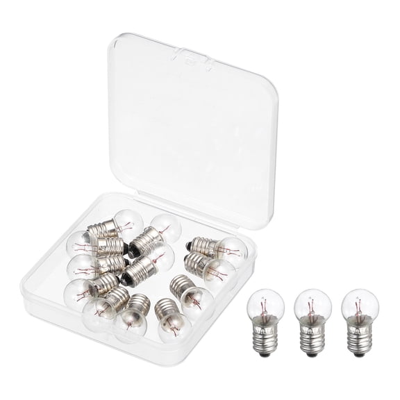 Uxcell 12 Pcs E10 Miniature Screw Base Light Bulbs, 4.8V 0.5A Mini Light Bulbs Flashlight Replacement Lamp 2.4W with Box for Home DIY Circuit Electrical Experiment, Warm Yellow Light