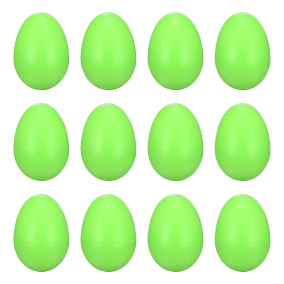 Uxcell 12 Pcs Egg Shakers, Plastic Musical Eggs Maracas Hand Percussion Instruments for DIY Painting Music Learning Easter Party Performance, Green