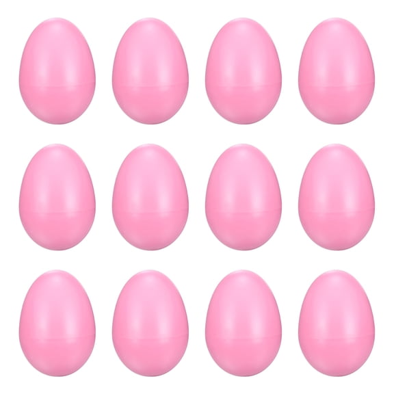 Uxcell 12 Pcs Egg Shakers, Plastic Musical Eggs Maracas Hand Percussion Instruments for DIY Painting Music Learning Easter Party Performance, Pink