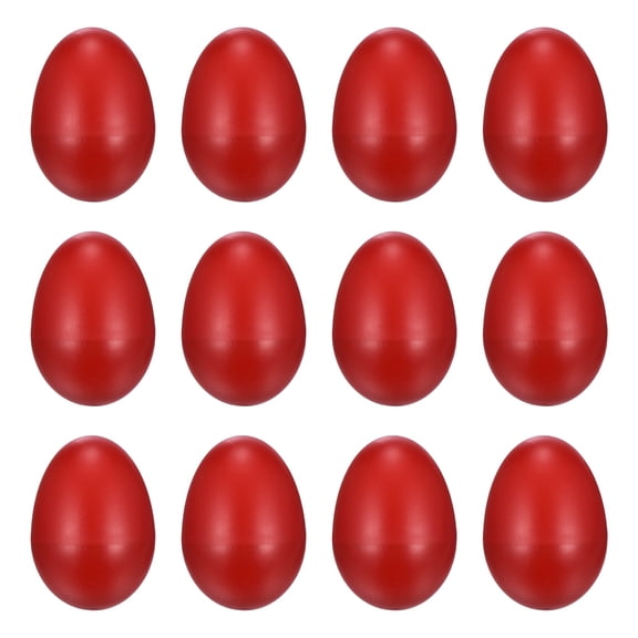 Uxcell 12 Pcs Egg Shakers, Plastic Musical Eggs Maracas Hand Percussion Instruments for DIY Painting Music Learning Easter Party Performance, Red