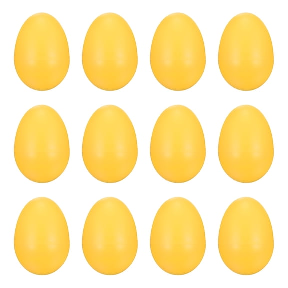 Uxcell 12 Pcs Egg Shakers, Plastic Musical Eggs Maracas Hand Percussion Instruments for DIY Painting Music Learning Easter Party Performance, Yellow