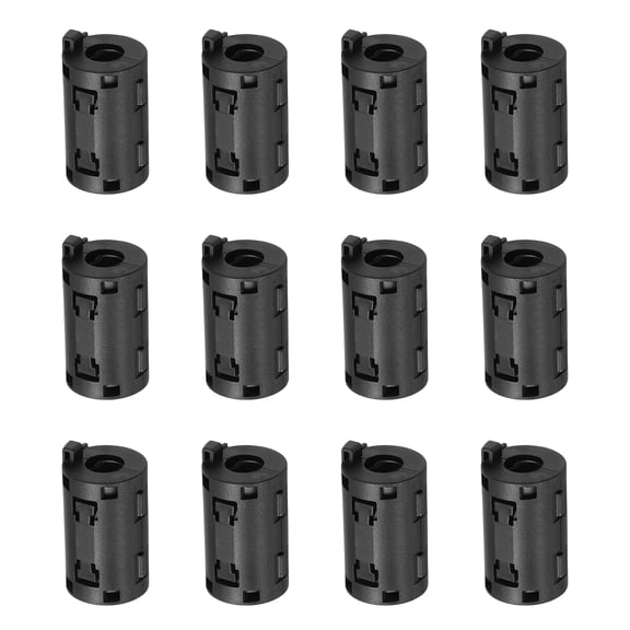 Uxcell 12Pcs Ferrite Filter Ring Core RFI EMI Noise Suppression Cable Clip ID 9mm 0.35 inch with Ears for Electronic Devices Industry Black