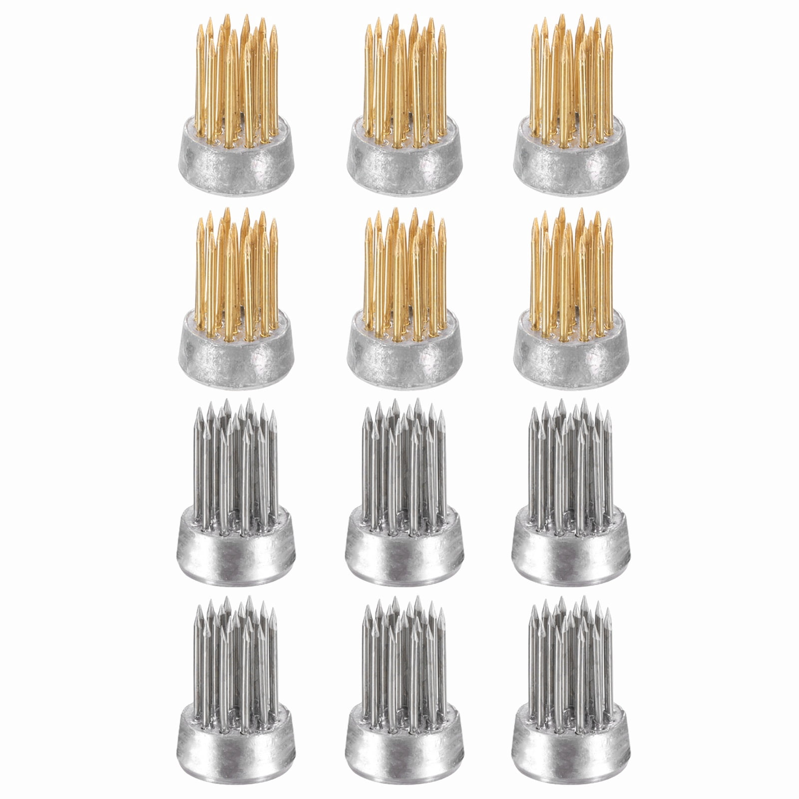 Uxcell 12 Pcs Floral Frogs Kenzan, 0.6 Inch Round Brass Steel Flower Arrangement Holder, Arranger Pin Fixed Tool for Vase Centerpiece, Wedding, Home Decoration, Brass/Silver