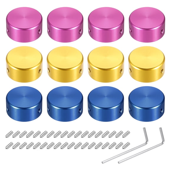 Uxcell 12 Pcs Footswitch Toppers Guitar Pedal Button Footswitch Cover Red Gold Blue