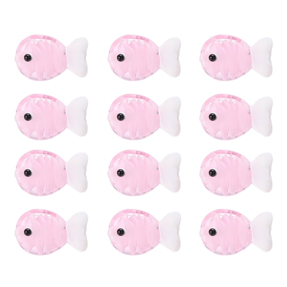 Uxcell 12 Pcs Glass Enamel Fish Beads, Handmade Lampworking Ocean Sea Animals Beads for Jewelry Making DIY Bracelet Necklace Craft, Pink/White