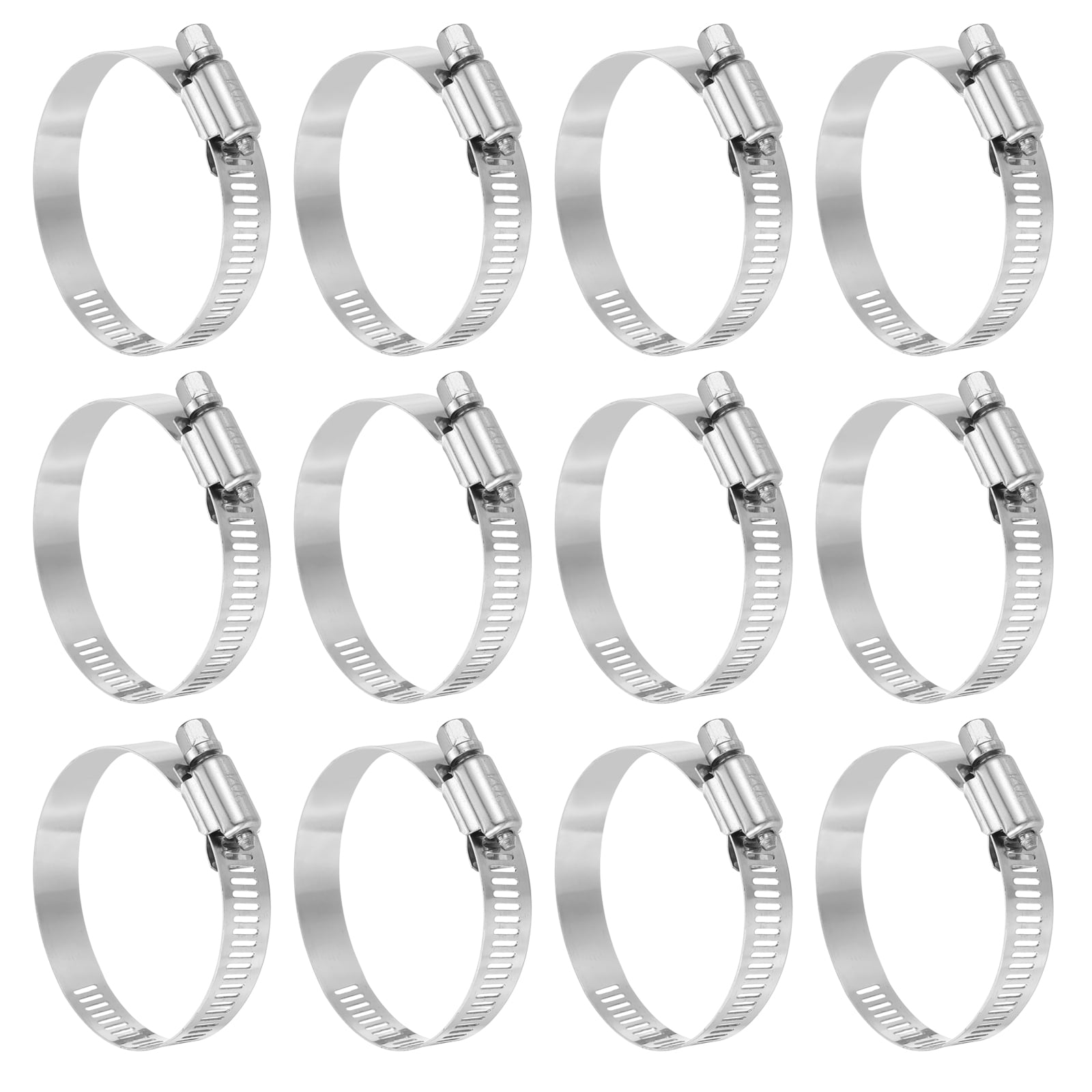 Uxcell 12 Pcs Hose Clamp 1-9/16"-2-1/2" Stainless Steel Adjustable Worm Gear Hose Clamp with Phillips Screw