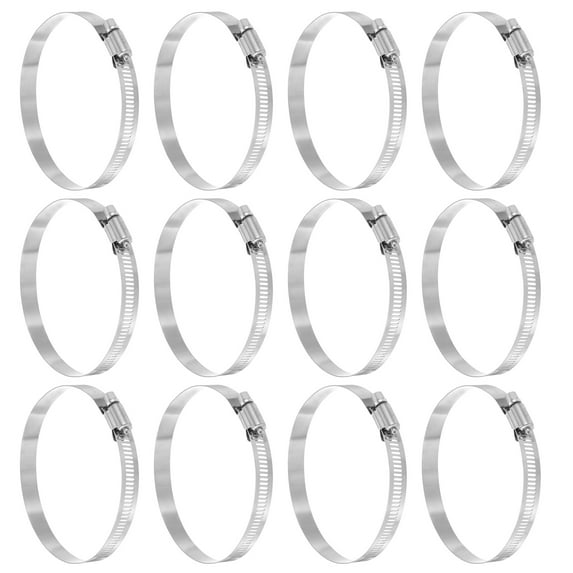Uxcell 12 Pcs Hose Clamp 3-5/16"-4-1/4" Stainless Steel Adjustable Worm Gear Hose Clamp with Phillips Screw