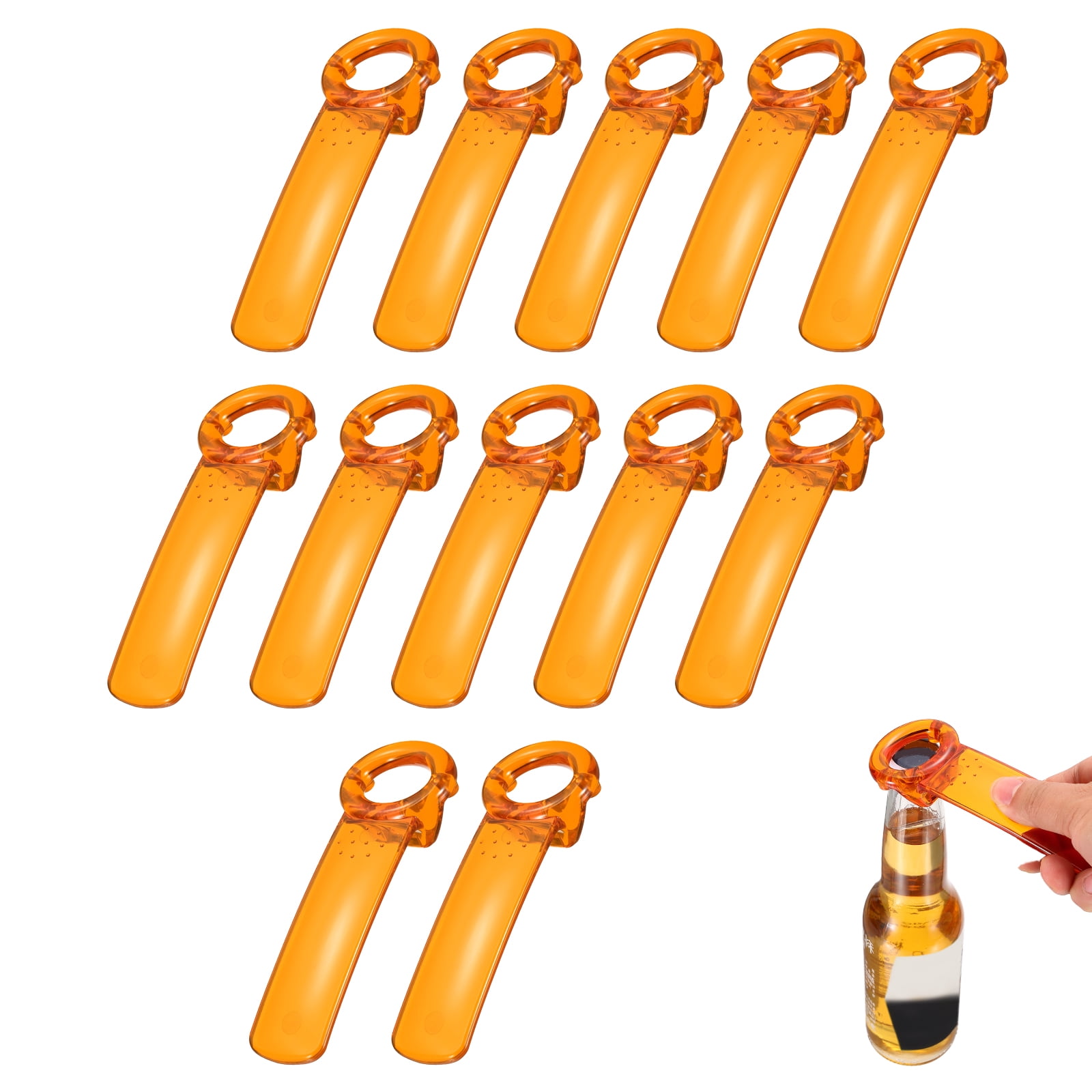 Uxcell 12 Pcs Jar Key Lid Opener, Plastic Jar Lid Opener Easy Grip Multifunctional Durable Can Open Tool for Elderly Seniors Women Weak Hands Easy-use by Anyone, Transparent Orange
