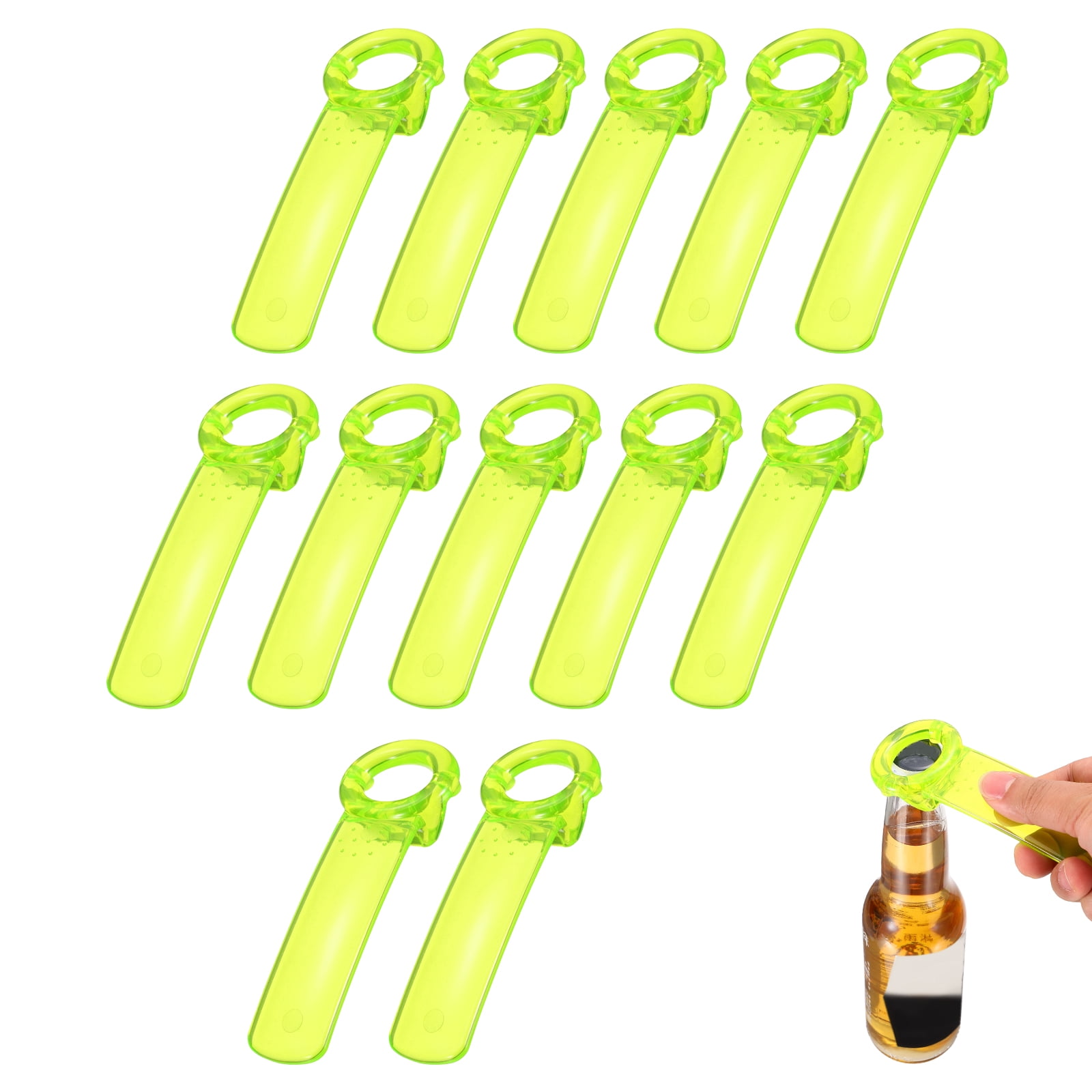 Uxcell 12 Pcs Jar Key Lid Opener, Plastic Jar Lid Opener Easy Grip Multifunctional Durable Can Open Tool for Elderly Seniors Women Weak Hands Easy-use by Anyone, Transparent Green