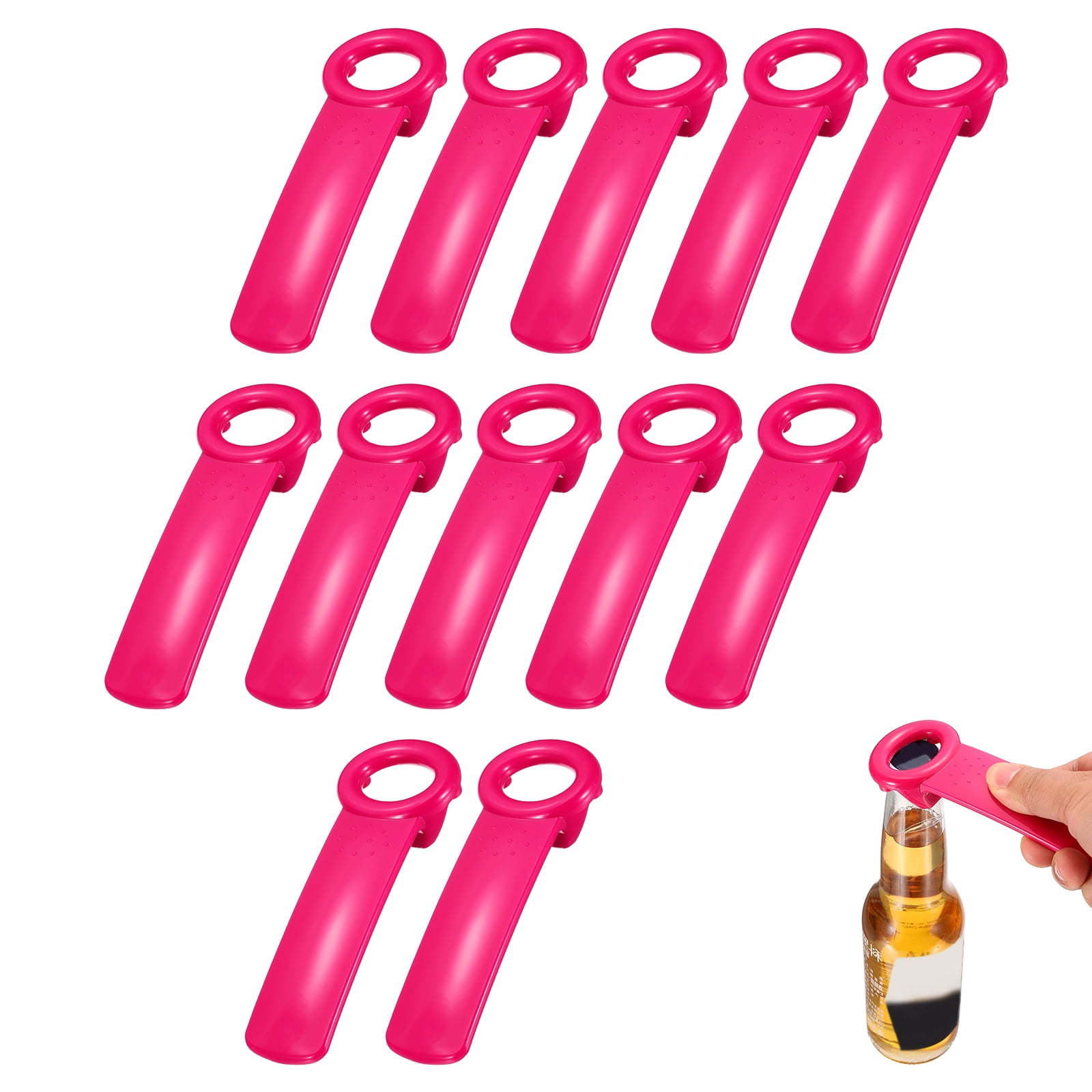 Uxcell 12 Pcs Jar Key Lid Opener, Plastic Jar Lid Opener Easy Grip Multifunctional Durable Can Open Tool for Elderly Seniors Women Weak Hands Easy-use by Anyone, Rose Red
