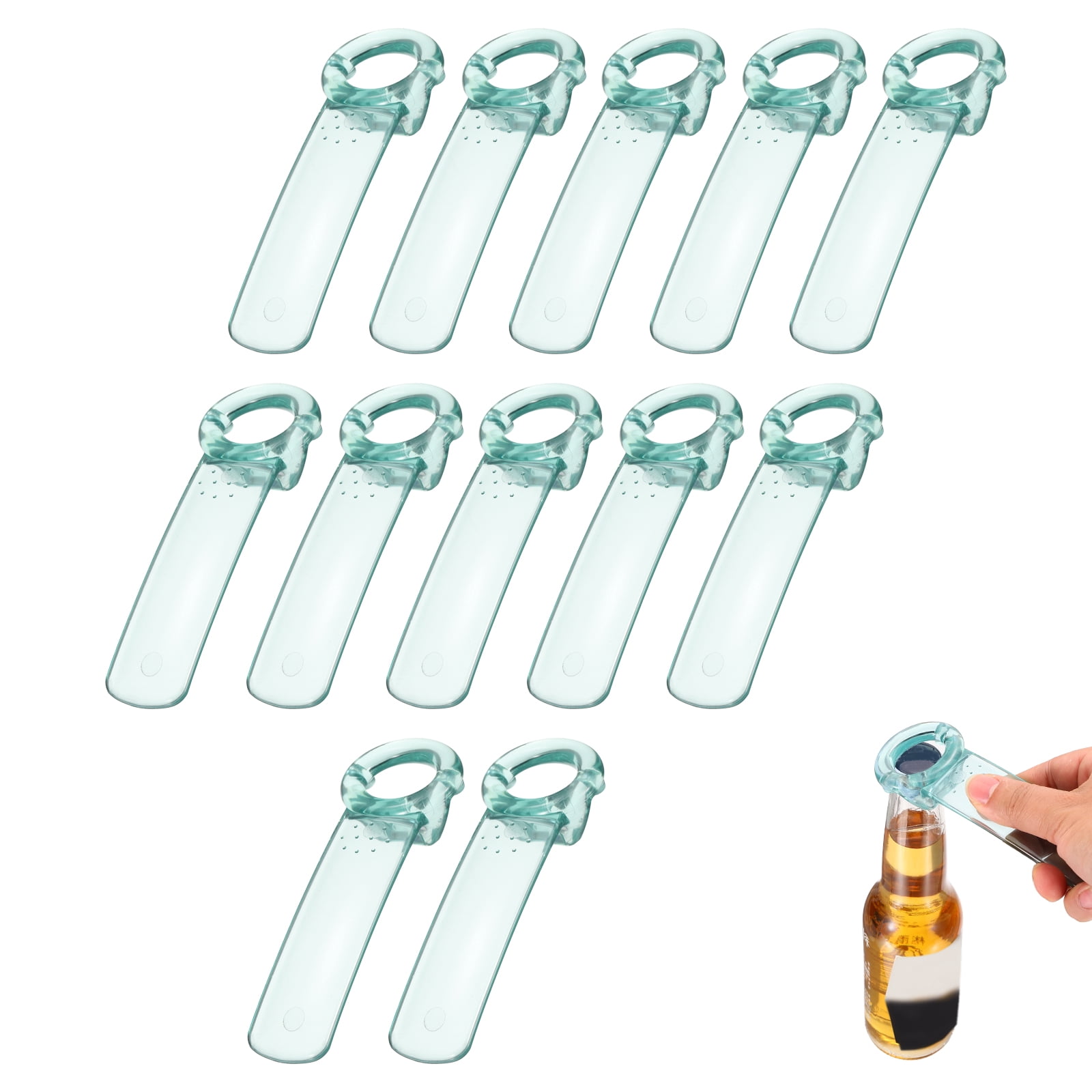 Uxcell 12 Pcs Jar Key Lid Opener, Plastic Jar Lid Opener Easy Grip Multifunctional Durable Can Open Tool for Elderly Seniors Women Weak Hands Easy-use by Anyone, Transparent Blue