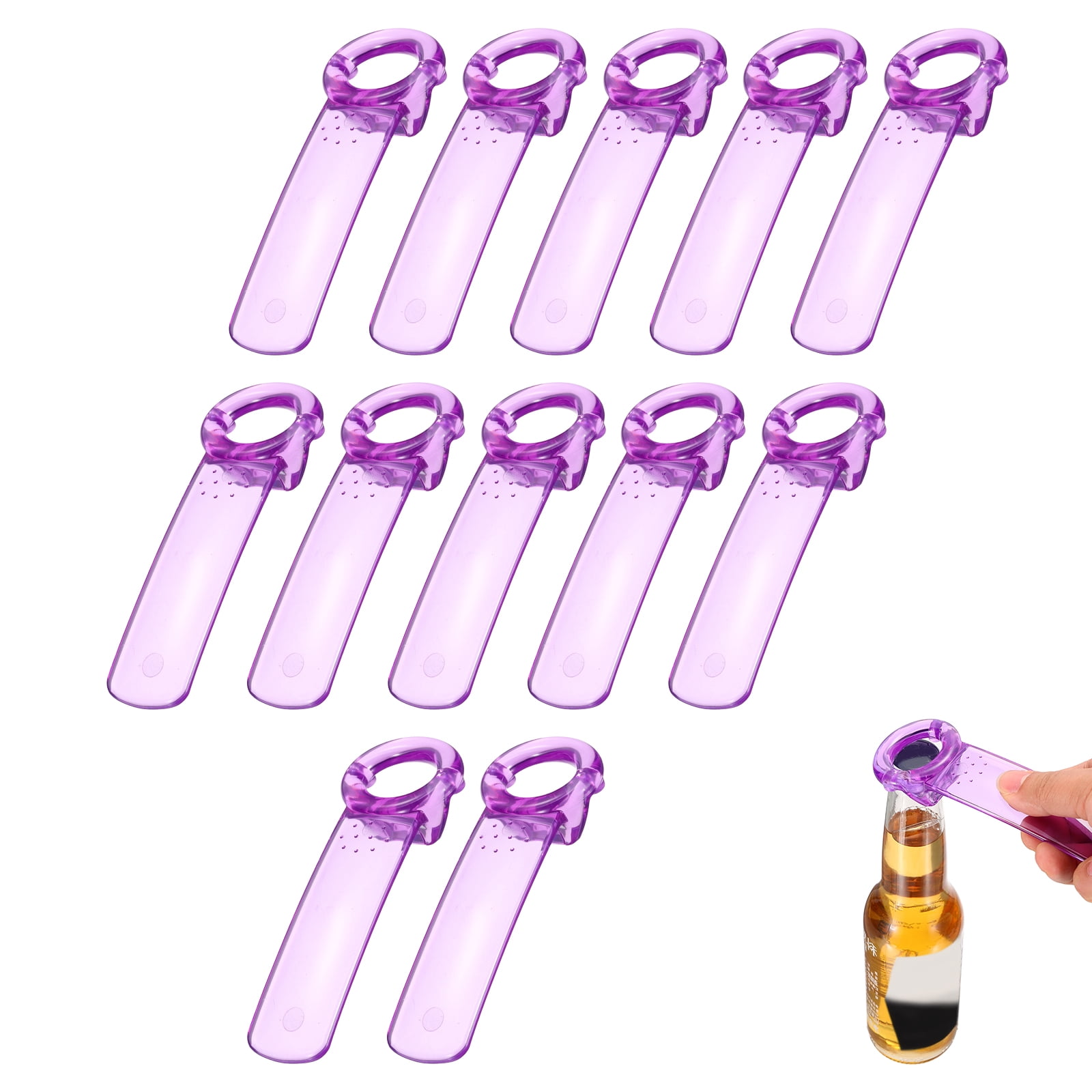 Uxcell 12 Pcs Jar Key Lid Opener, Plastic Jar Lid Opener Easy Grip Multifunctional Durable Can Open Tool for Elderly Seniors Women Weak Hands Easy-use by Anyone, Transparent Purple