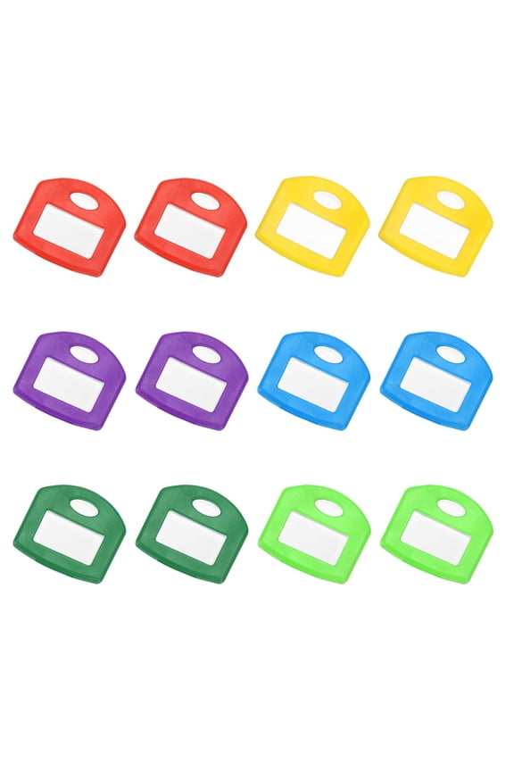 12 Pcs Key Cap Covers, Silicone Rubber Square Colored Key Ring Identifiers Color Coded Label Tag Caps Markers Sleeve Protector for House Office, 6 Colors