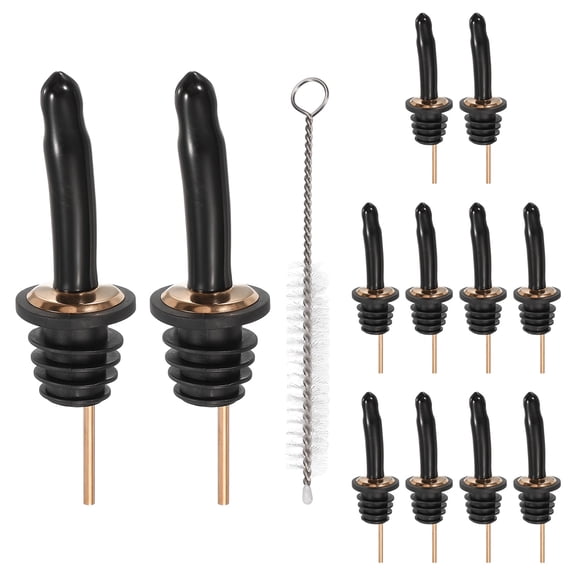 Uxcell 12 Pcs Liquor Bottle Pourers, Liquor Pour Spout with Long Dust Caps Stainless Steel Speed Pourers Precision Flow Control for Whiskey Vodka Olive Oil Vinegar Home Party, Rose Gold