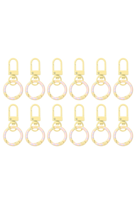 12 Pcs Lobster Claw Clasp, Colorful Metal Keychain Clasp Swivel Hooks with Spring Key Rings Trigger Clips for Bag Door Key Chains DIY Craft Jewelry Making, Donut Light Yellow