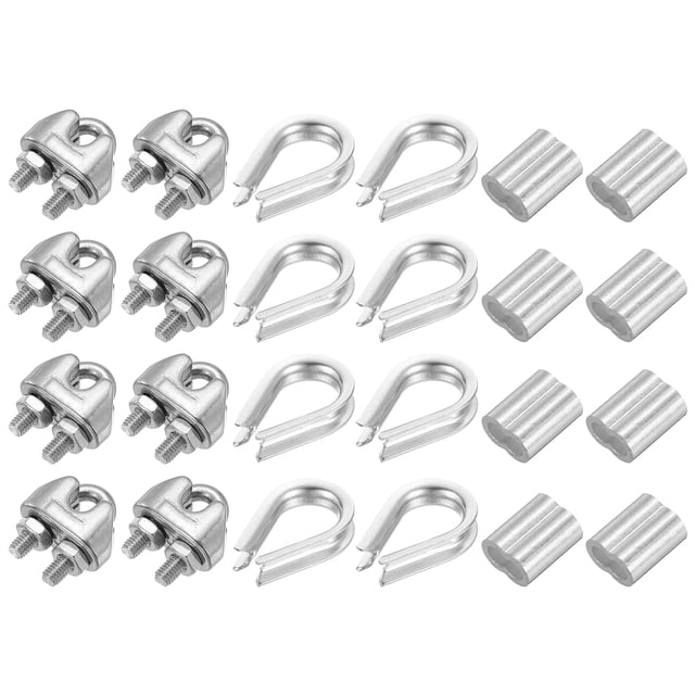 Uxcell 12 Pcs M2 Cable Clip Clamp 12 Pcs 1/8" Stainless Steel Thimble ...