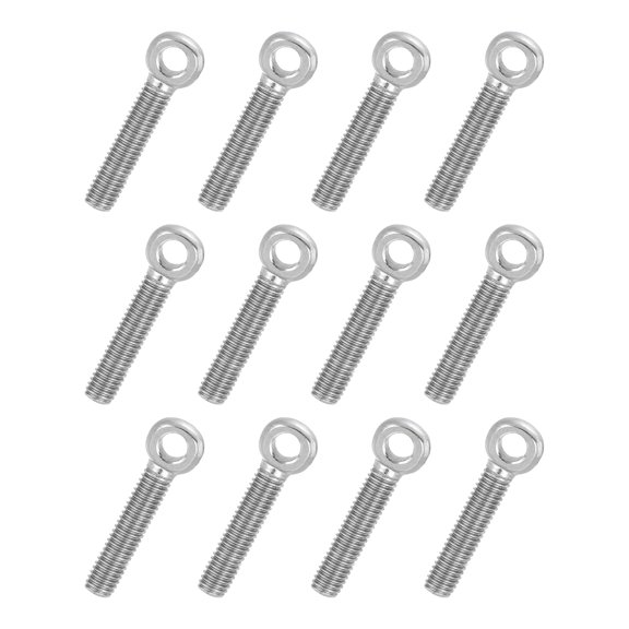 Uxcell 12 Pcs M5x25mm Shoulder Swing Lifting Eye Bolt, 304 Stainless Steel Metric Full Thread Fisheye Eye Slip Hole Screw Rigging Bolt Metal Fasteners Screws, Silver Tone