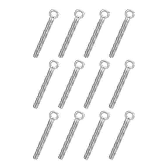 Uxcell 12 Pcs M6x50mm Shoulder Swing Lifting Eye Bolt, 304 Stainless Steel Metric Full Thread Fisheye Eye Slip Hole Screw Rigging Bolt Metal Fasteners Screws, Silver Tone