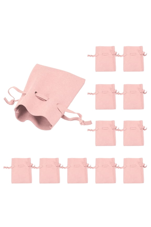 12 Pcs Microfiber Jewelry Pouch 3.5 2.7 Inch, Pink