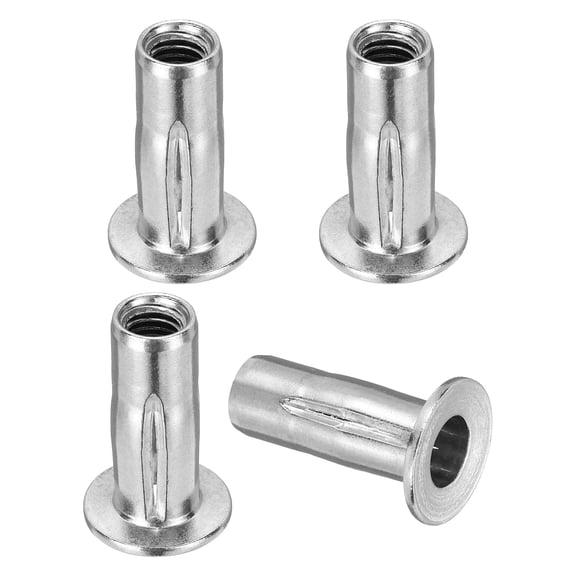 Uxcell 12 Pcs Multi Grip Rivet Nuts M8x30.5, Pre-Bulbed Shank Flat Head Threaded Insert Nuts 304 Stainless Steel Matte Silver for -  Automotive Machine Equipment Mounting Use, Silver