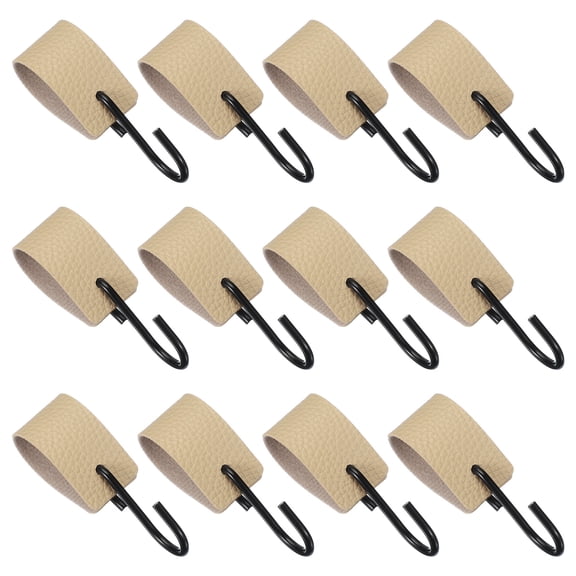 Uxcell 12 Pcs PU Leather S Hooks, Multifunctional S Shaped Hooks for Hanging Coat Towel Camping Kitchen Bathroom Handle, Beige
