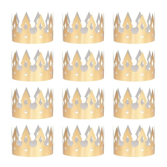 Uxcell 12 Pcs Paper Crowns Gold Foil Crown for Birthday,Classic Hollow Style