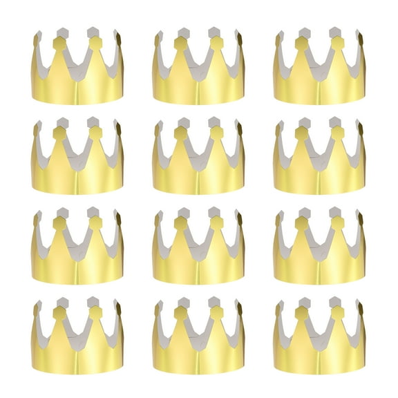Uxcell 12 Pcs Paper Crowns Gold Foil Crown for Birthday,Geometric Shapes Style