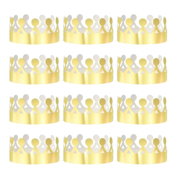 Uxcell 12 Pcs Paper Crowns Gold Foil Crown for Birthday Party,Circle Style