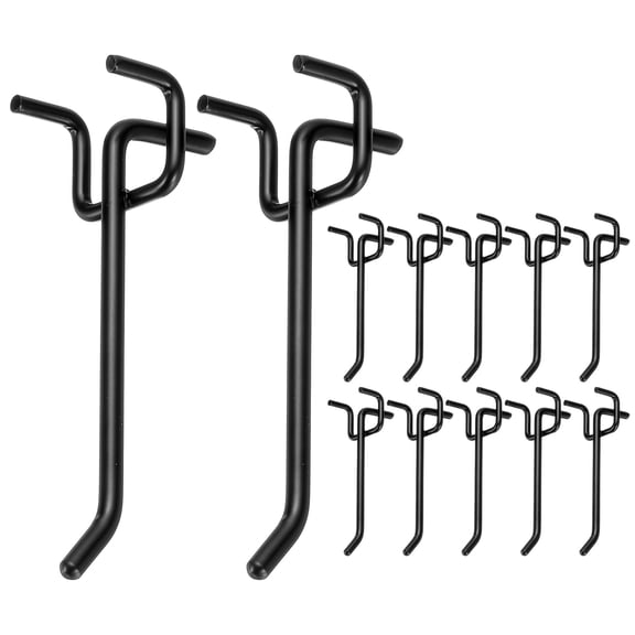 Uxcell 12 Pcs Pegboard Hooks, 3.9 Inch Peg Board Hooks Kit Fit 1/5" Pegboard Garage for Hanging Shelving Tool Storage Craft Organizing, Black (1.2mm Hole Dia)