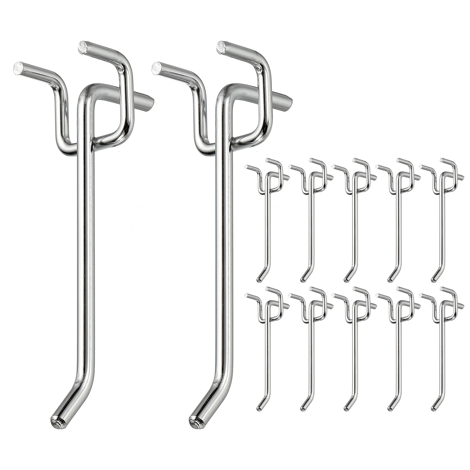 Uxcell 12 Pcs Pegboard Hooks,  3.9 Inch Peg Board Hooks Kit Fit 1/5" Pegboard Garage for Hanging Shelving Tool Storage Craft Organizing, Silver Tone (1mm Hole Dia)