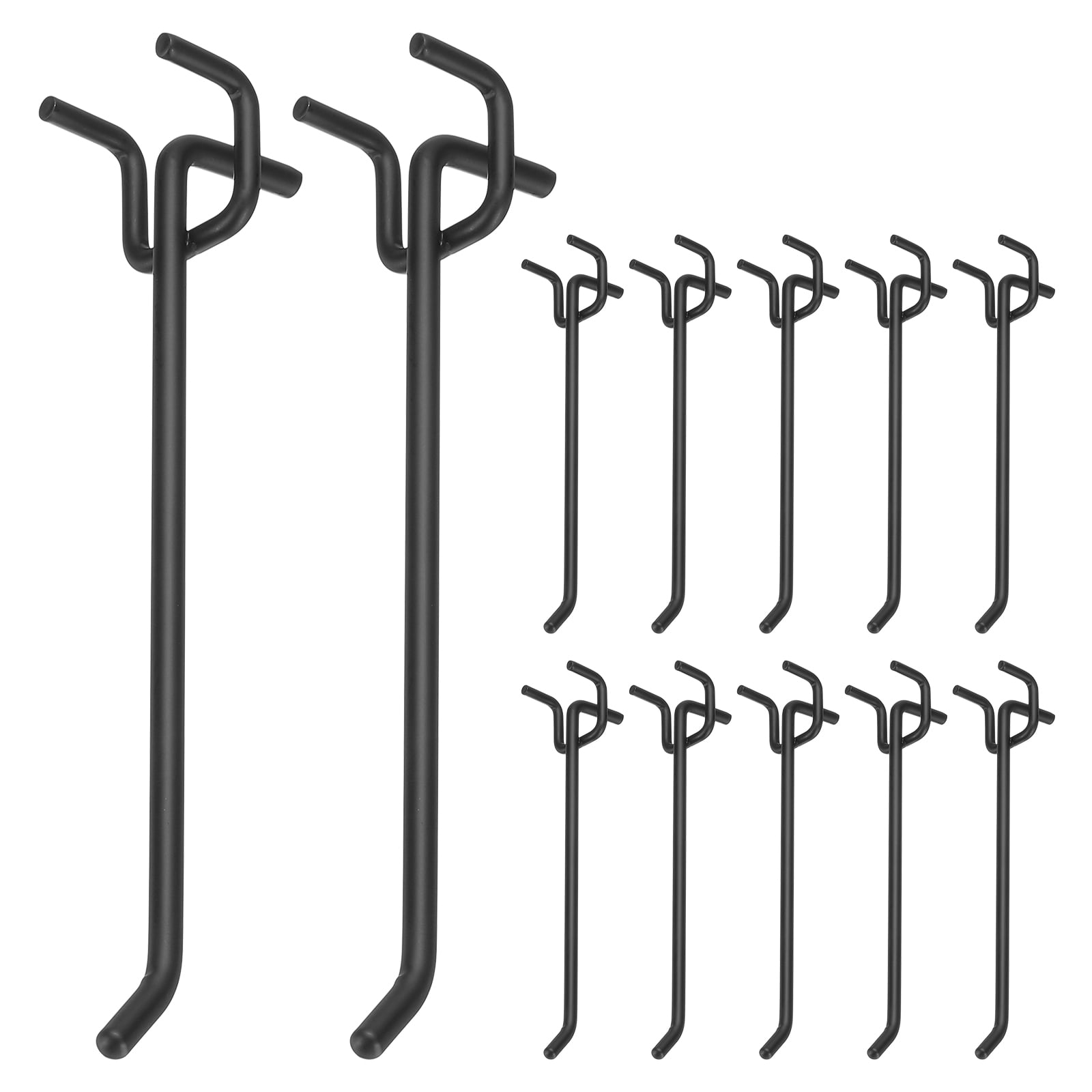 Uxcell 12 Pcs Pegboard Hooks,  5.9 Inch Peg Board Hooks Kit Fit 1/5" Pegboard Garage for Hanging Shelving Tool Storage Craft Organizing, Black (1mm Hole Dia)