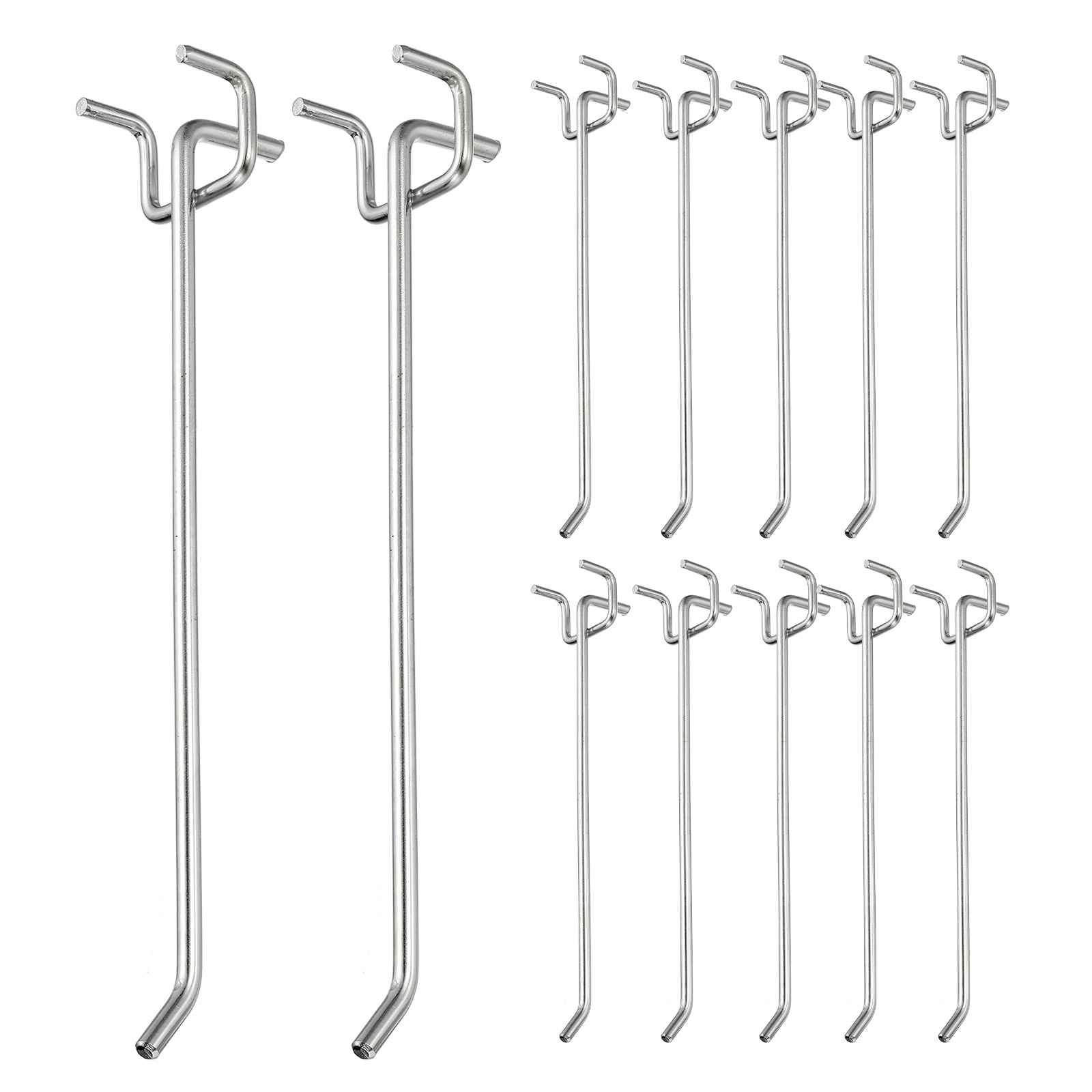 Uxcell 12 Pcs Pegboard Hooks,  7.9 Inch Peg Board Hooks Kit Fit 1/5" Pegboard Garage for Hanging Shelving Tool Storage Craft Organizing, Silver Tone (1.2mm Hole Dia)