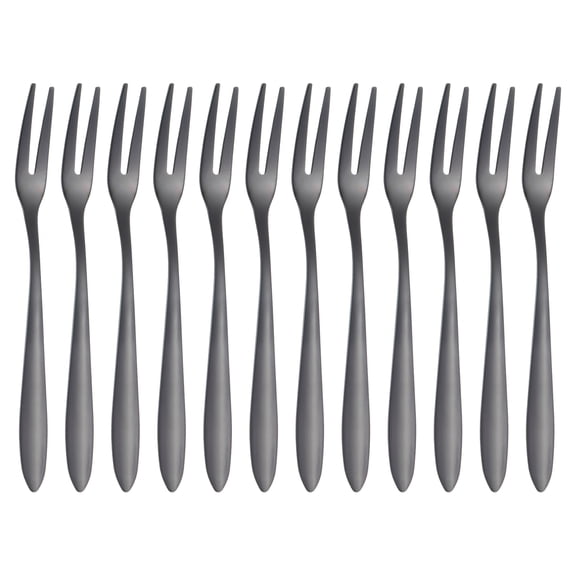 Uxcell 12 Pcs Pickle Fork, 5.2 Inch Olive Fork with Long Handle, Stainless Steel Cocktail Forks, 2-Tine Fork for Dessert Cocktail Fruit and Vegetable Black