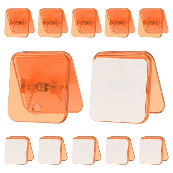 Uxcell 12 Pcs Plastic Self Adhesive Clips Sticky Clips Wall Clips Photo Clip, Orange