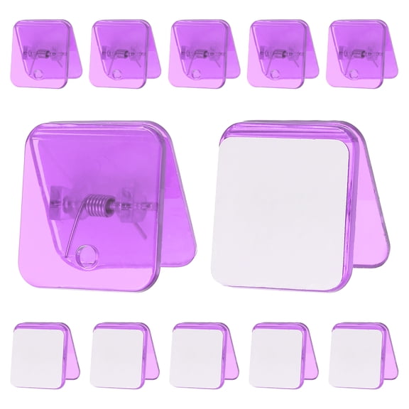 Uxcell 12 Pcs Plastic Self Adhesive Clips Sticky Clips Wall Clips Photo Clip, Purple