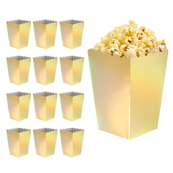 Uxcell 12 Pcs Popcorn Boxes, 3 Inch Popcorn Bucket Containers, Movie Night Supplies Paper Cups Holders for Cinema, Gold