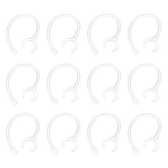 Uxcell 12 Pcs Replacement Ear Hooks (10.5mm/0.41 Inch, Clear) - Soft Silicone Universal Small Ear Loop Clips Anti-Slip Earbuds Replacement for Single-Ear Bluetooth Headset