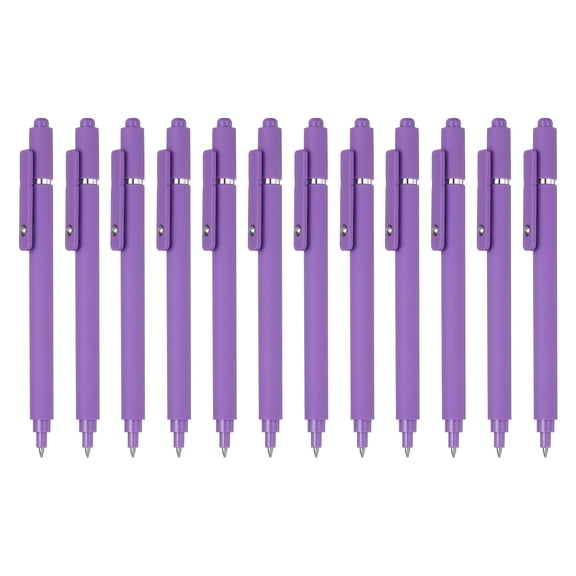 Uxcell 12 Pcs Retractable Gel Pens, 0.5mm Black Ink Fine Point Smooth Writing Cute Aesthetic Pen Quick Dry for Office Home Journaling Note Taking Supplies, Purple