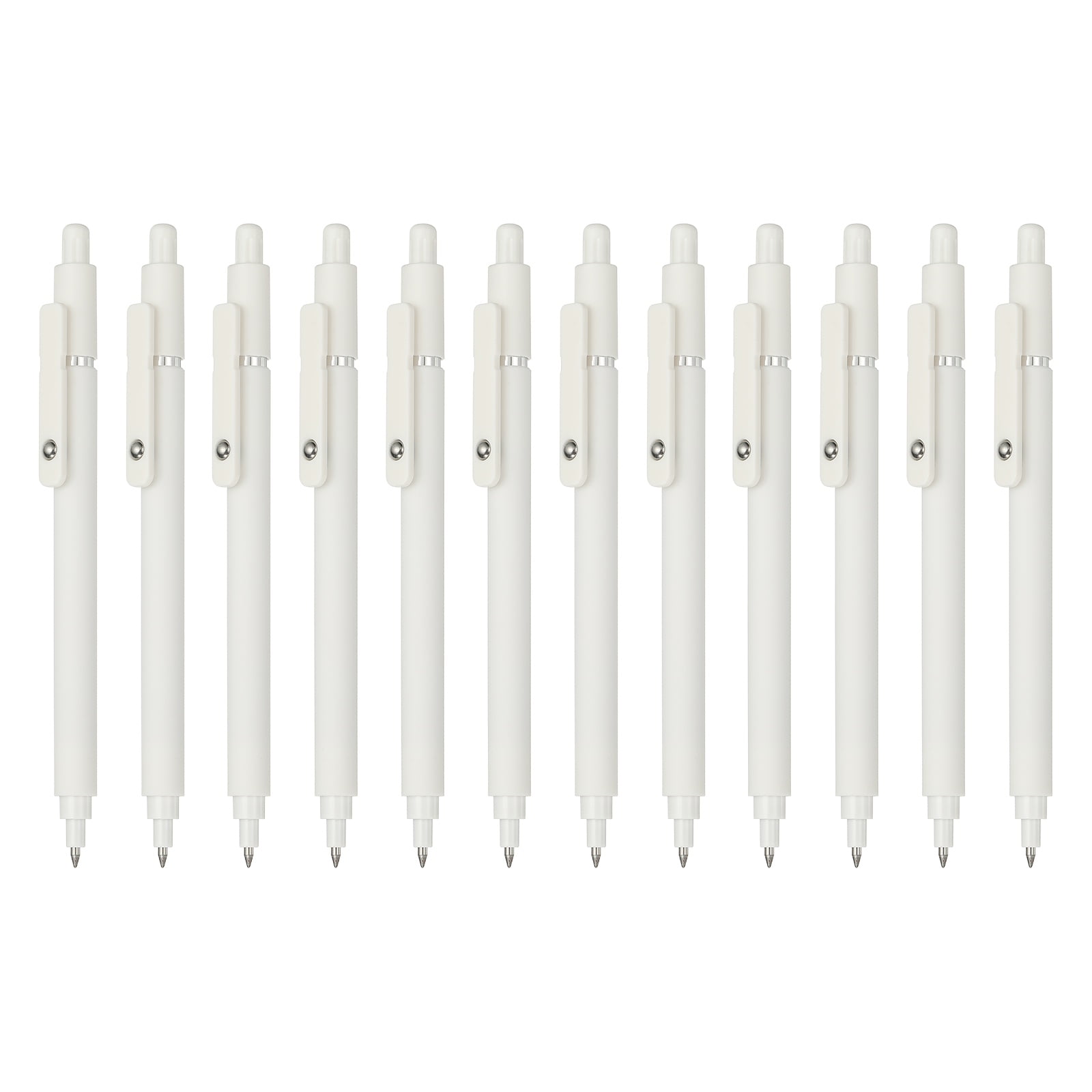 Uxcell 12 Pcs Retractable Gel Pens, 0.5mm Black Ink Fine Point Smooth Writing Cute Aesthetic Pen Quick Dry for Office Home Journaling Note Taking Supplies, White