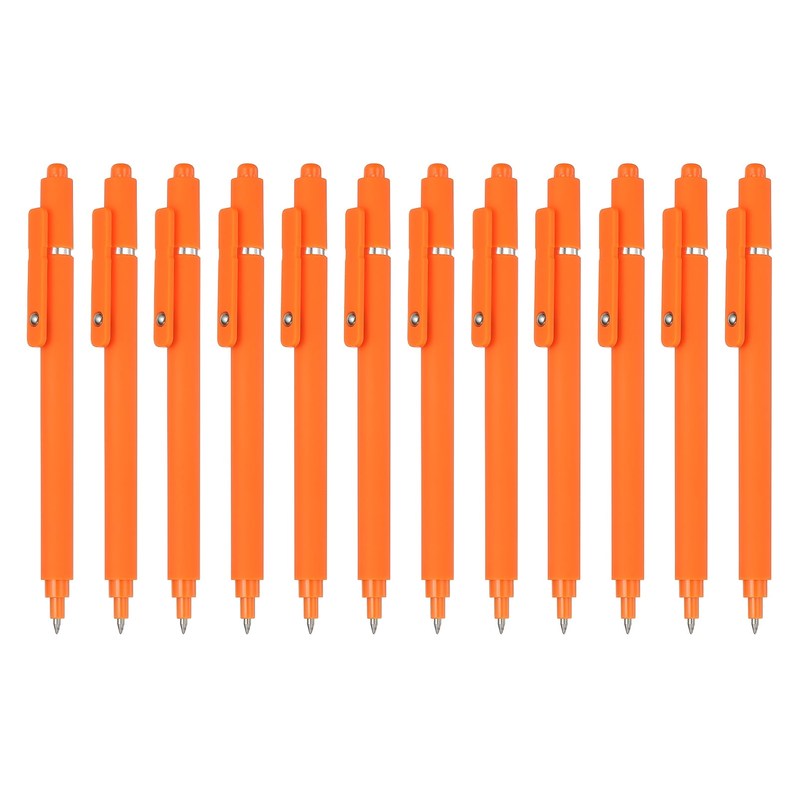 Uxcell 12 Pcs Retractable Gel Pens, 0.5mm Black Ink Fine Point Smooth Writing Cute Aesthetic Pen Quick Dry for Office Home Journaling Note Taking Supplies, Orange