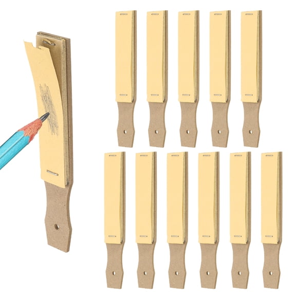 Uxcell 12 Pcs Sandpaper Pencil Sharpener, Pencil Pointer Sharpening Sketch Drawing Tool with 12 sheets for Art Supplies, Pastel Sticks, Drawing Crayons, Charcoal Pencil, Flat&Brown