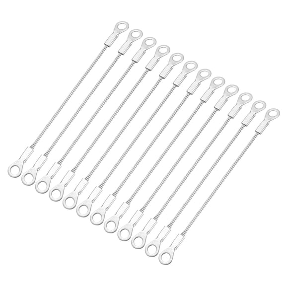 Uxcell 12 Pcs Security Cable Lock - Double Loop Cable (0.33 ft x 0.08 Inch) Vinyl Coated 304 Stainless Steel Safety Flexible Wire Rope Luggage Bike Anti-Theft Security Chain Lock, Silver