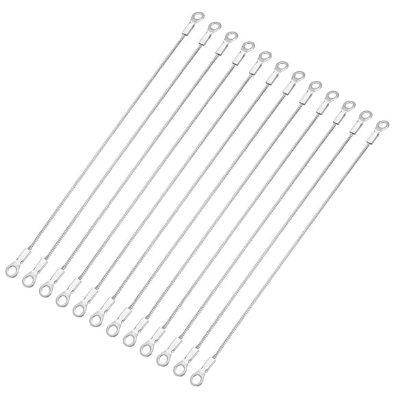 Uxcell 12 Pcs Security Cable Lock - Double Loop Cable (0.66 ft x 0.06 Inch) Vinyl Coated 304 Stainless Steel Safety Flexible Wire Rope Luggage Bike Anti-Theft Security Chain Lock, Silver