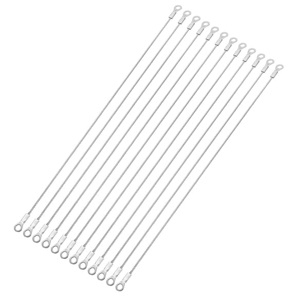 Uxcell 12 Pcs Security Cable Lock - Double Loop Cable (0.98 ft x 0.08 Inch) Vinyl Coated 304 Stainless Steel Safety Flexible Wire Rope Luggage Bike Anti-Theft Security Chain Lock, Silver