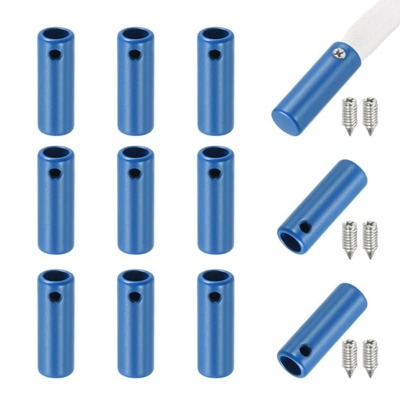 Uxcell 12 Pcs Shoelace Tips, 20mm Metal Aglets Shoes Lace Cords End Tip Cap Replacement with Screw for Canvas Sneakers DIY Clothes Strings, Blue