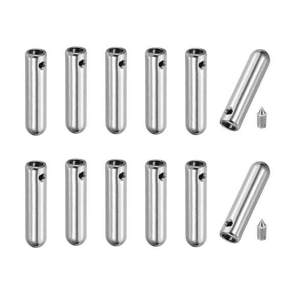 Uxcell 12 Pcs Shoelace Tips with Screw, Alloy 25mm Aglets Shoes Lace Cords End Tips for Clothes Strings, Silver Tone