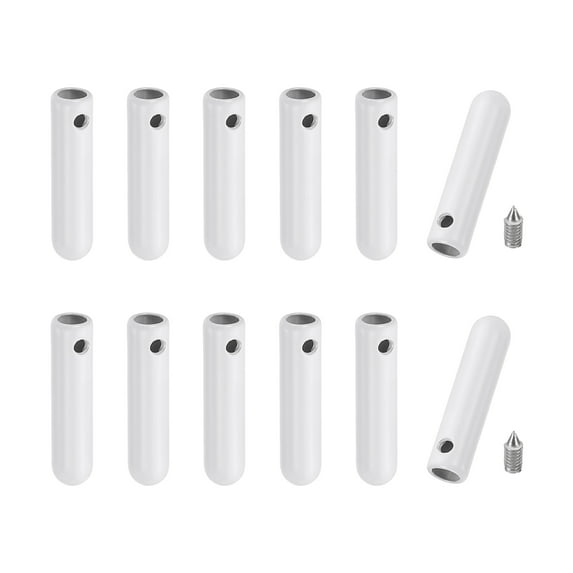 Uxcell 12 Pcs Shoelace Tips with Screw, Alloy 25mm Aglets Shoes Lace Cords End Tips for Clothes Strings, White